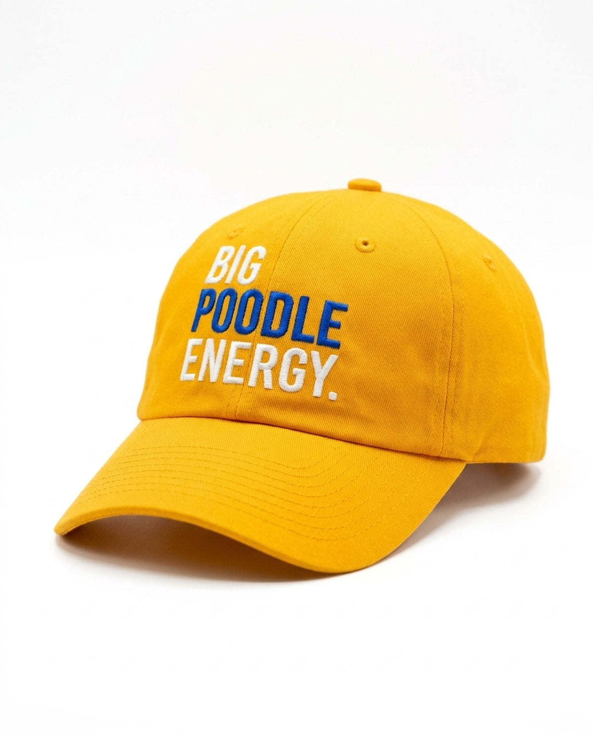 Big Poodle Energy Hat in gold, studio packshot