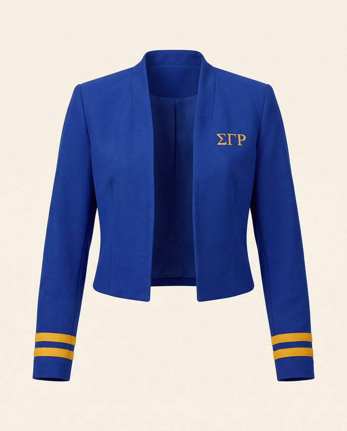 Concept preview: kayla-blazer in royal blue and gold