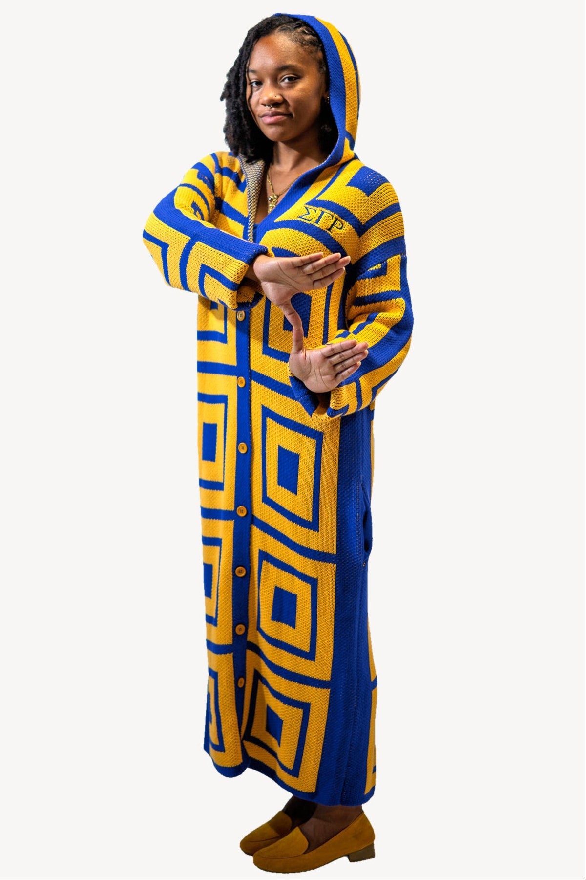 The Greatest Kimono, royal blue and gold, full length