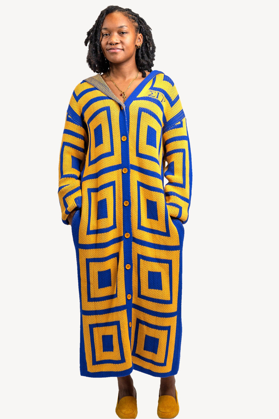 The Greatest Kimono, royal blue and gold, front