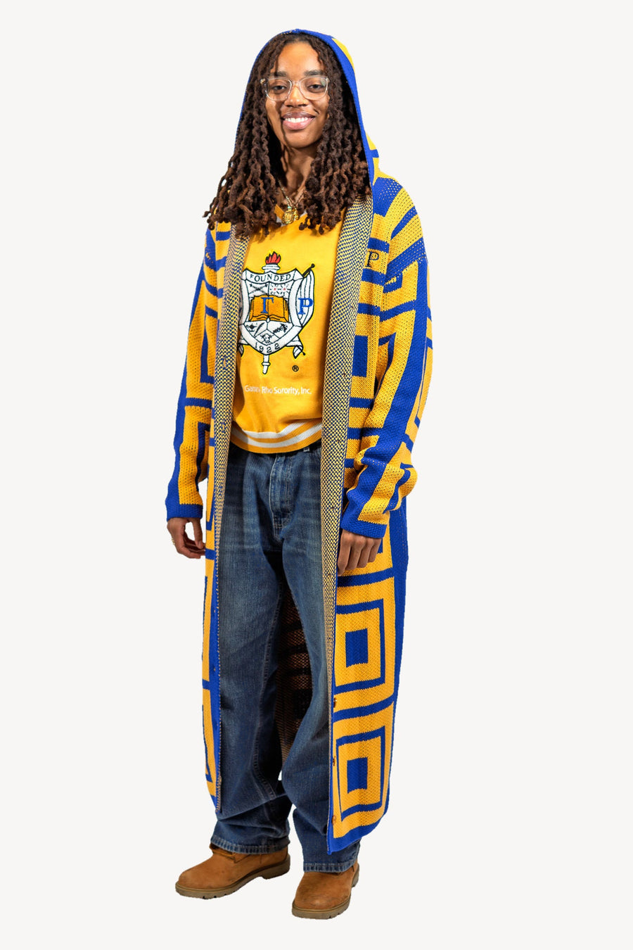 The Greatest Kimono, royal blue and gold, front