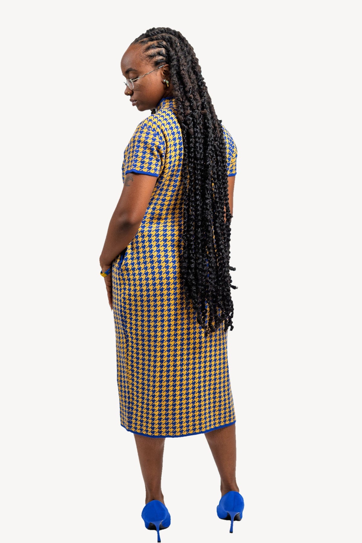The Lenita, royal blue and gold, side