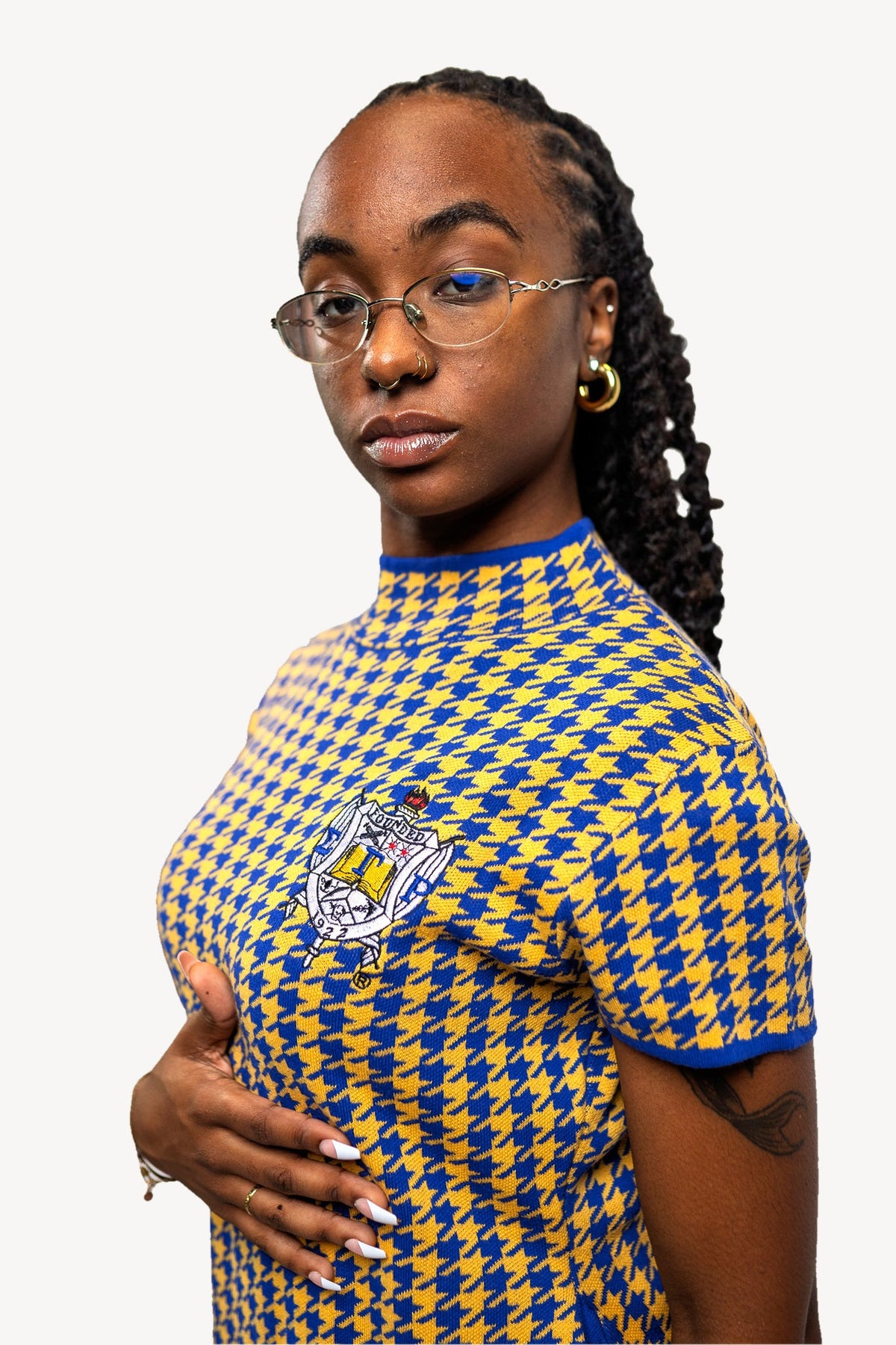 The Lenita, royal blue and gold, portrait