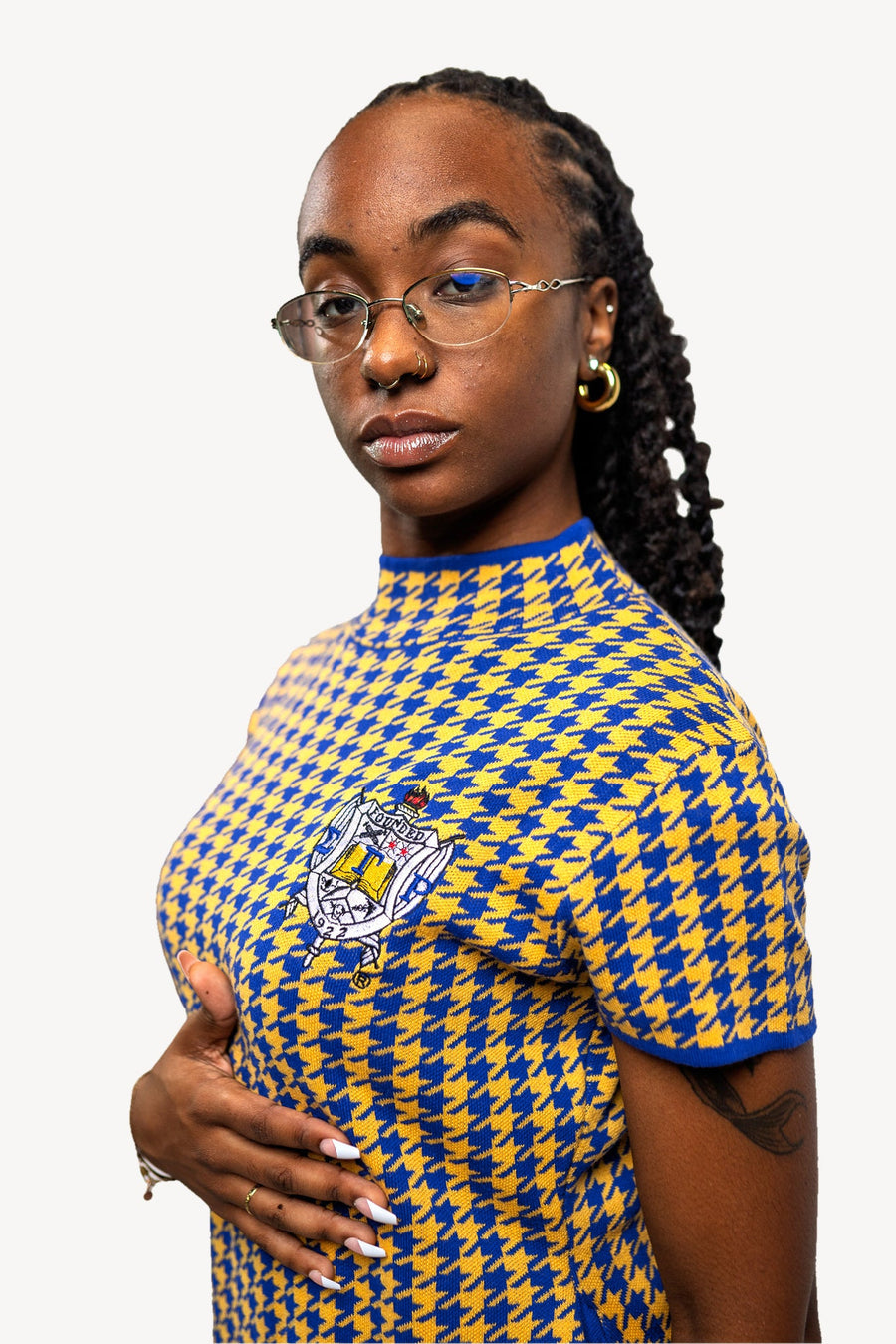The Lenita, royal blue and gold, portrait