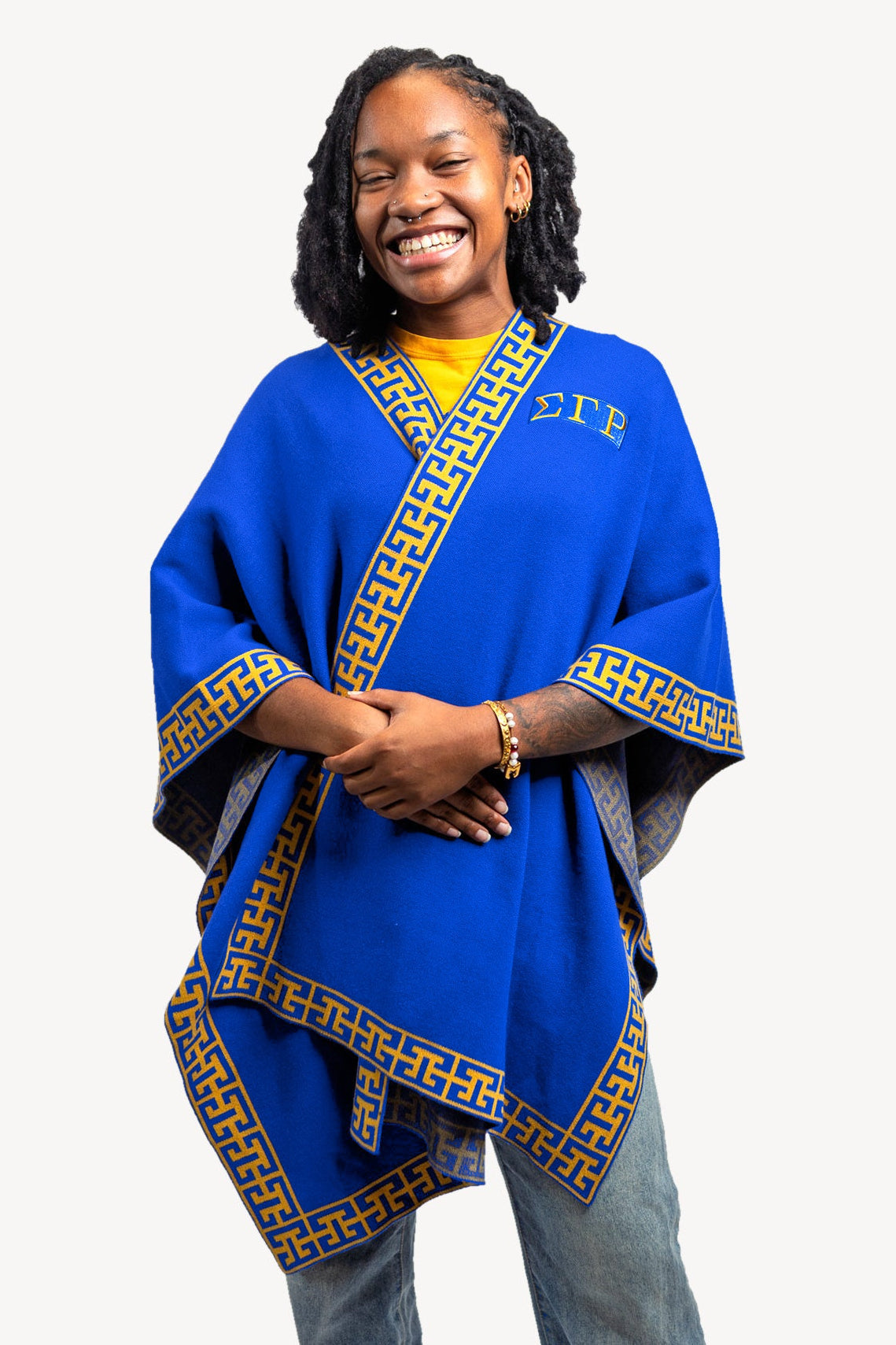 The Marica, royal blue and gold, front